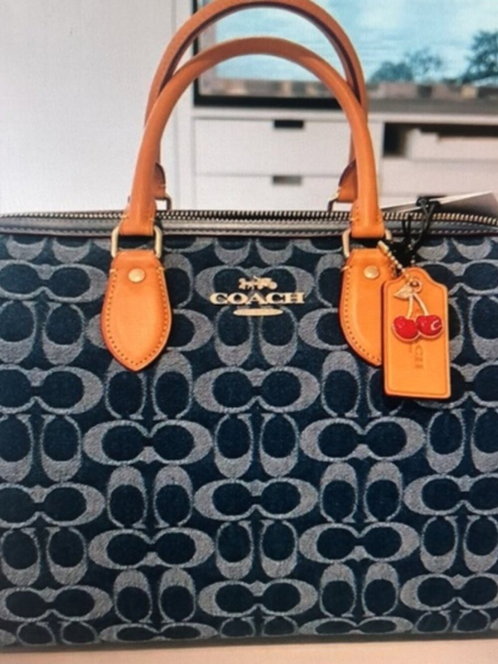 Coach Rowan Satchel Bag In Signature Denim Canvas NWT CY699 - Picture 3 of 6